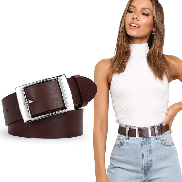 6296 Fashion Womens Leather Belts,wide Waist Belt With Pin Buckle For Jeans main image 4